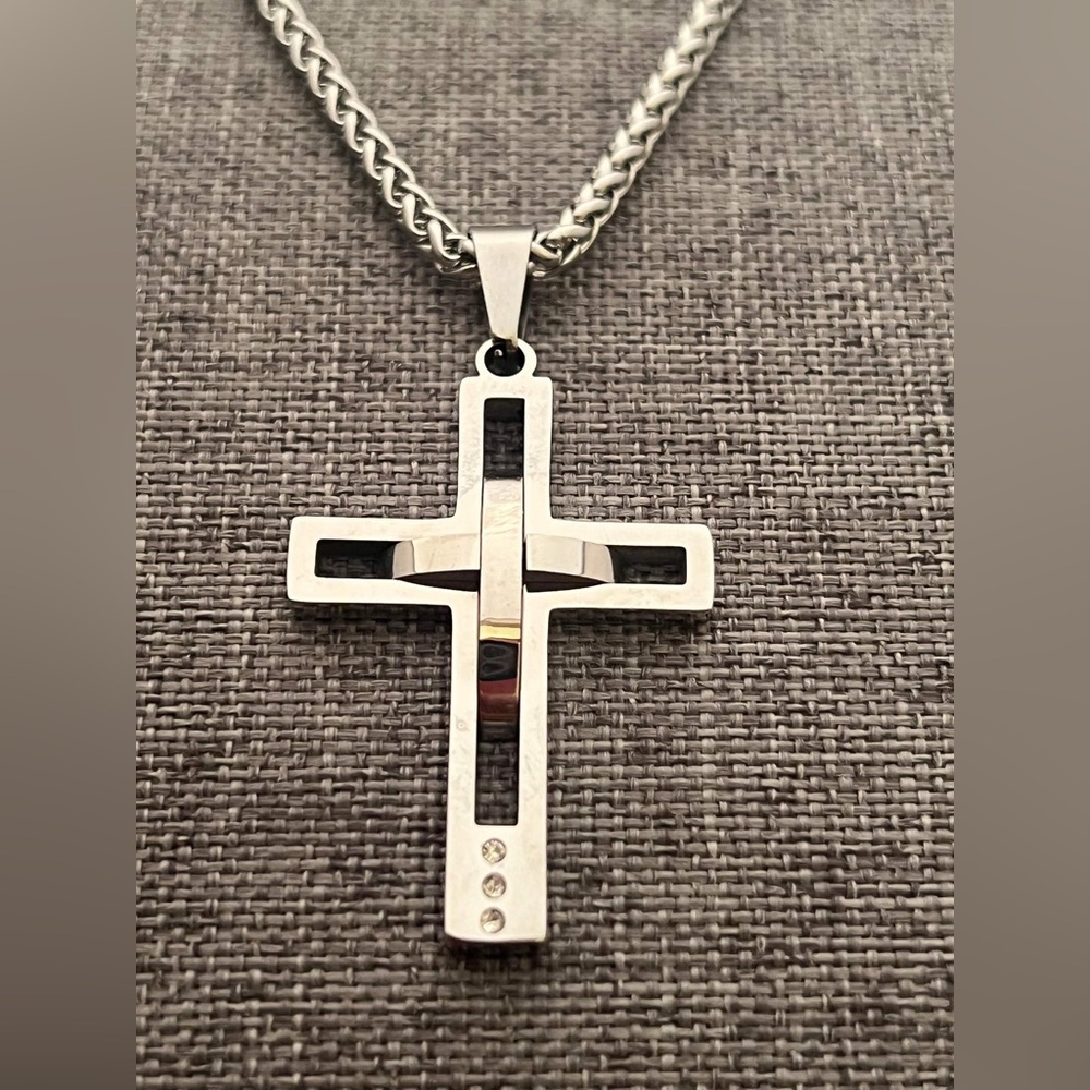 Men’s Cross Necklace stainless Steel Gifts jewelry New